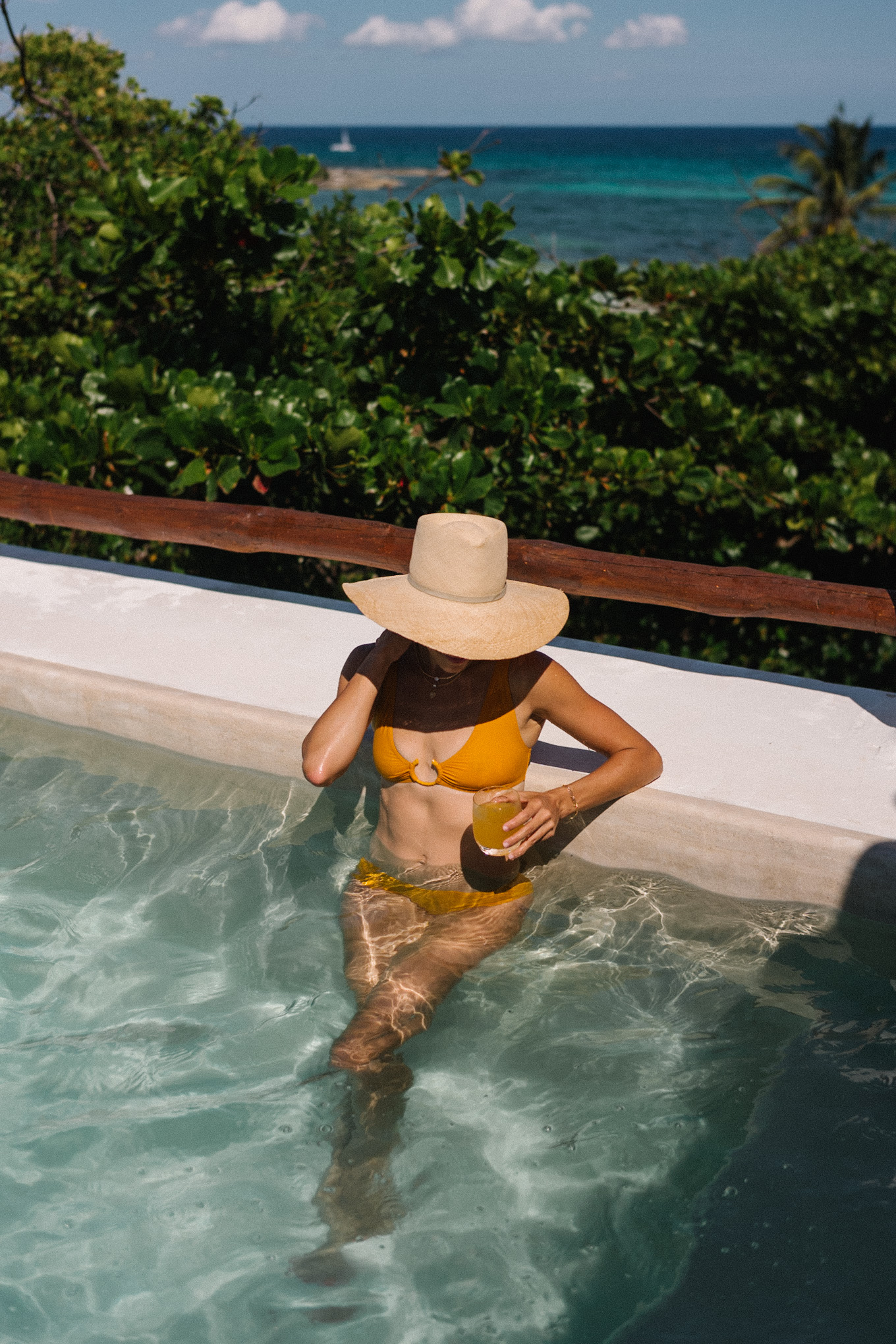 gold bikini straw hat