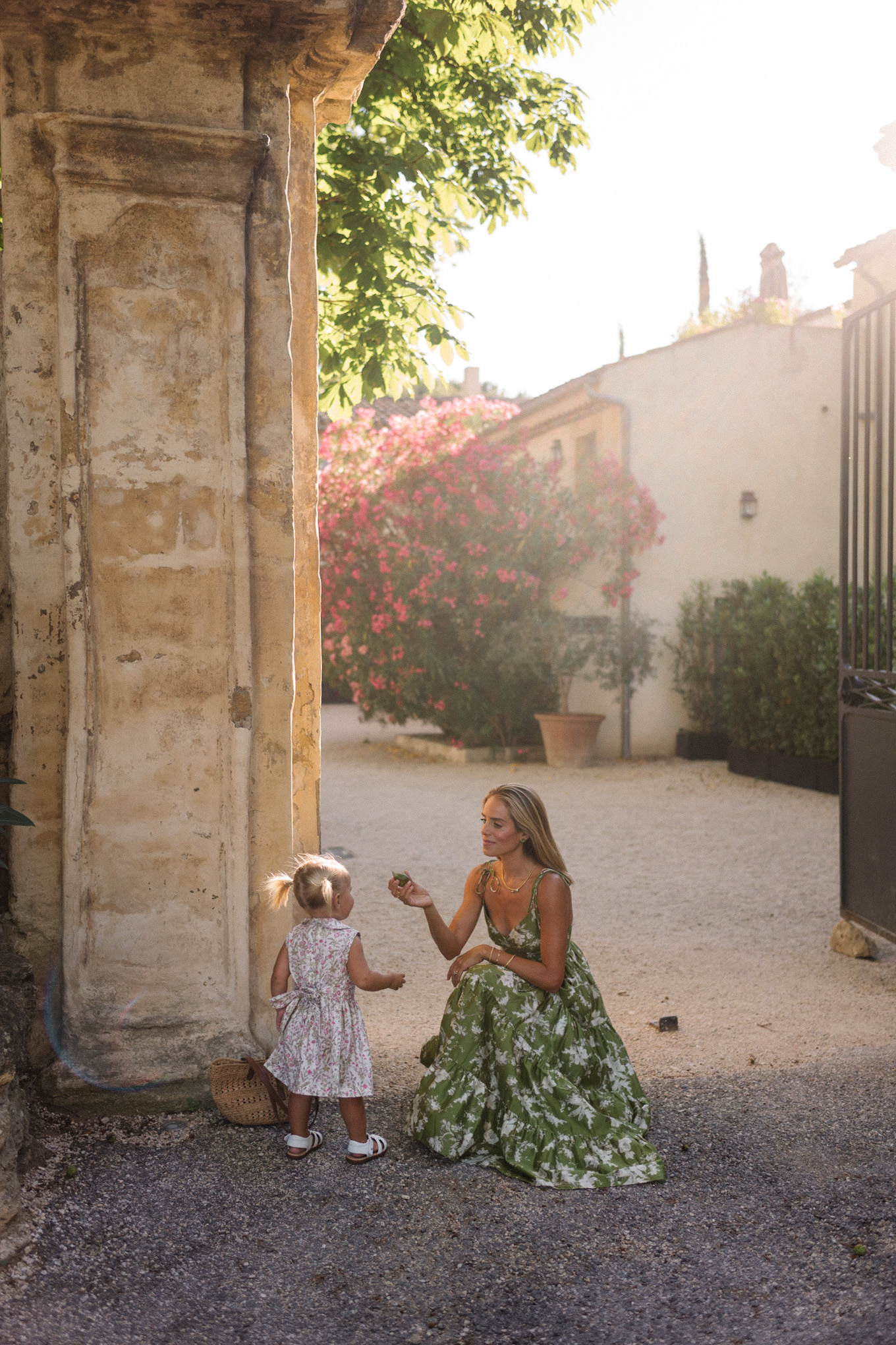 green white floral maxi dress