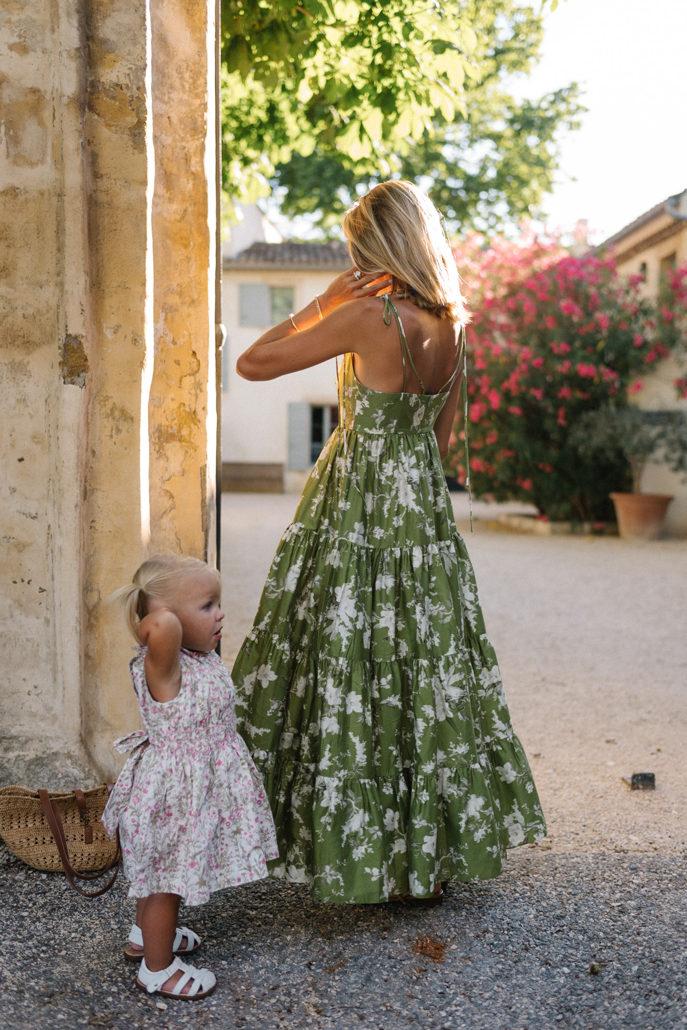 green white floral maxi dress