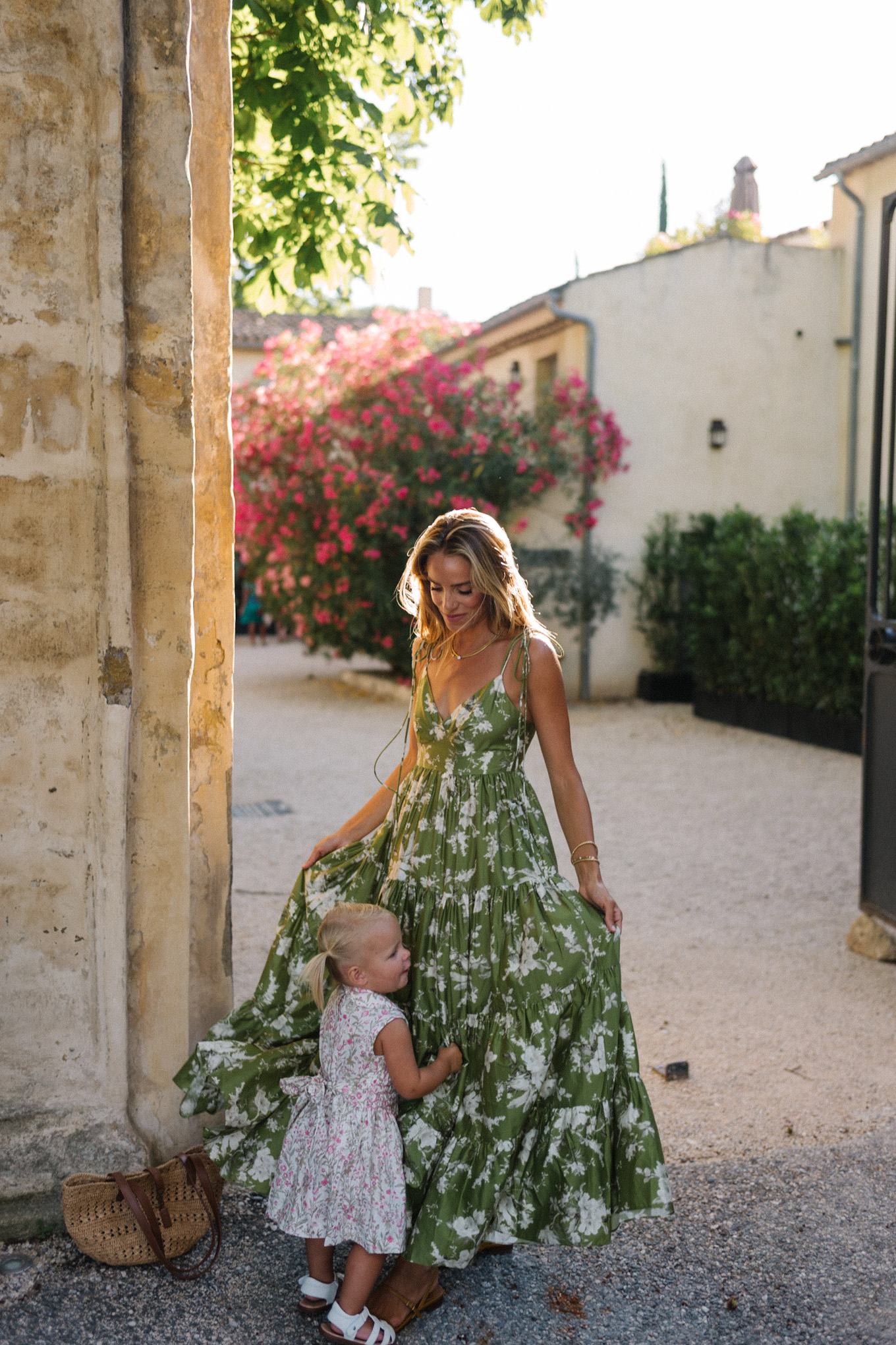 green white floral maxi dress