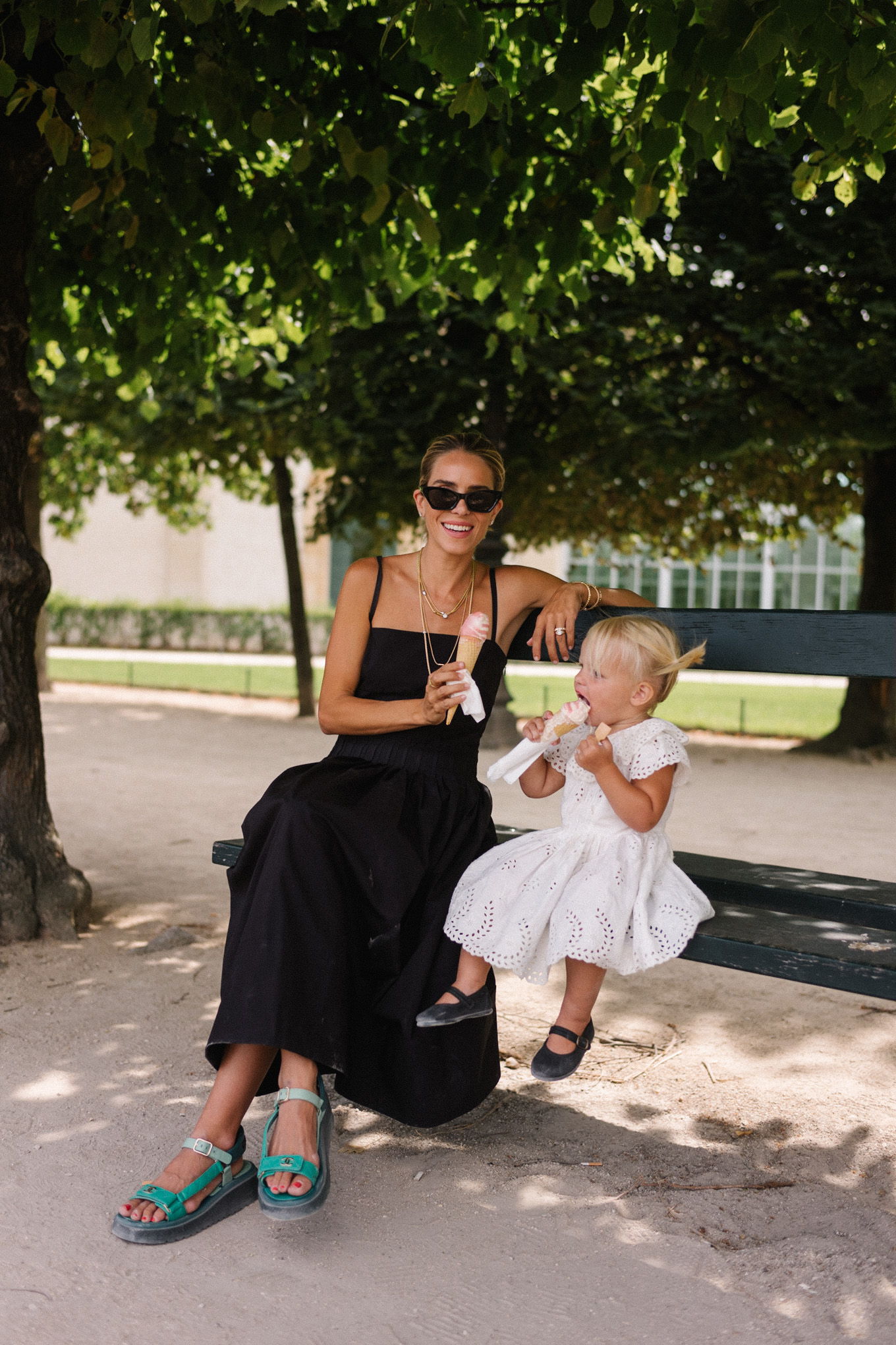 black pleated poplin midi dress