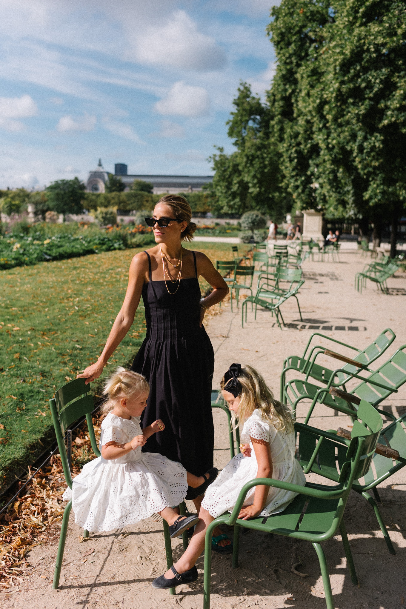 black pleated poplin midi dress